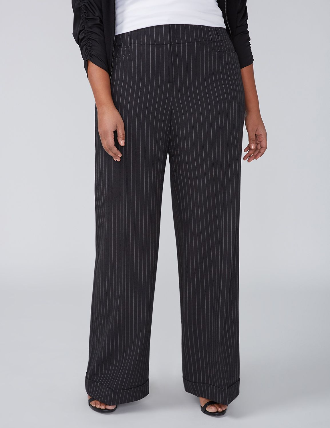 plus size striped wide leg pants