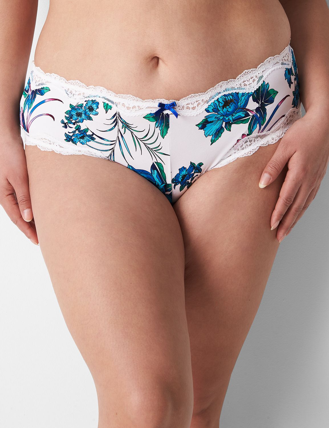 Floral Plunge Microfiber Lace Cheeky Panty