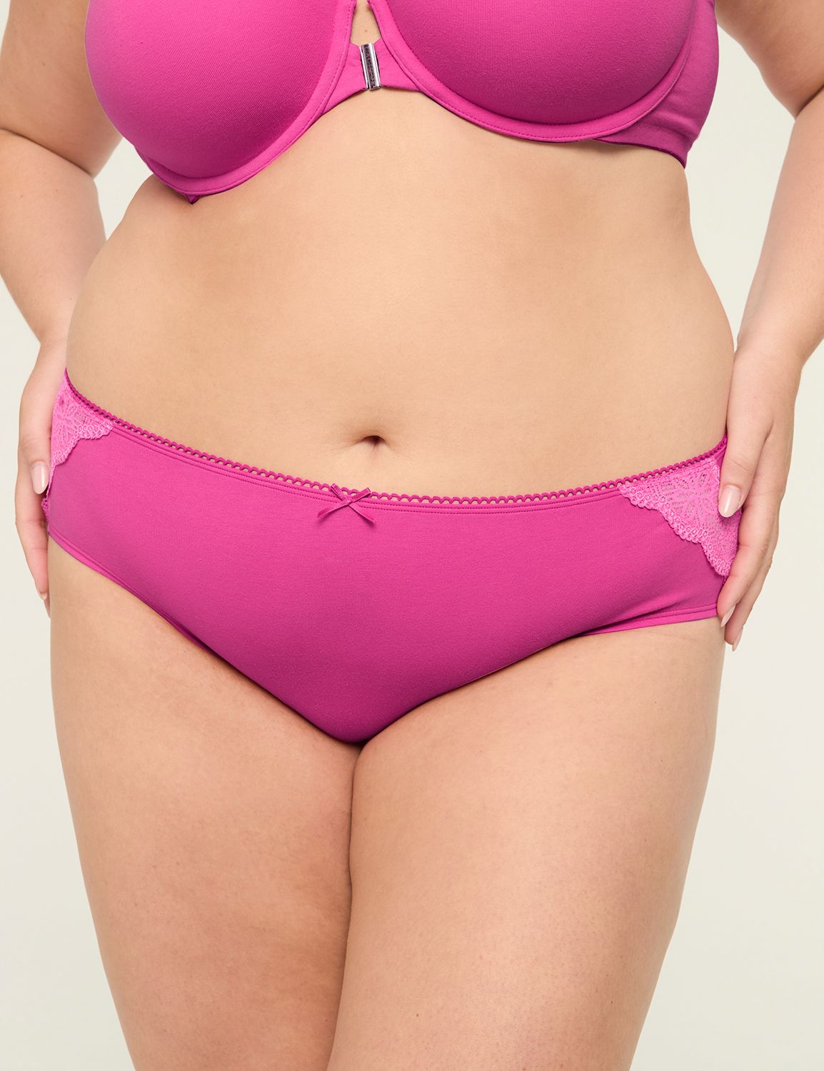 Cotton Hipster Panty with Lace-Trimmed Back