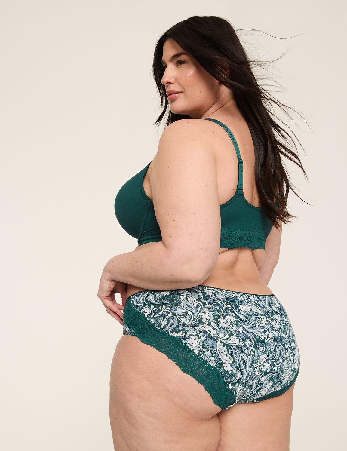Cotton Hipster Panty with Lace-Trimmed Back
