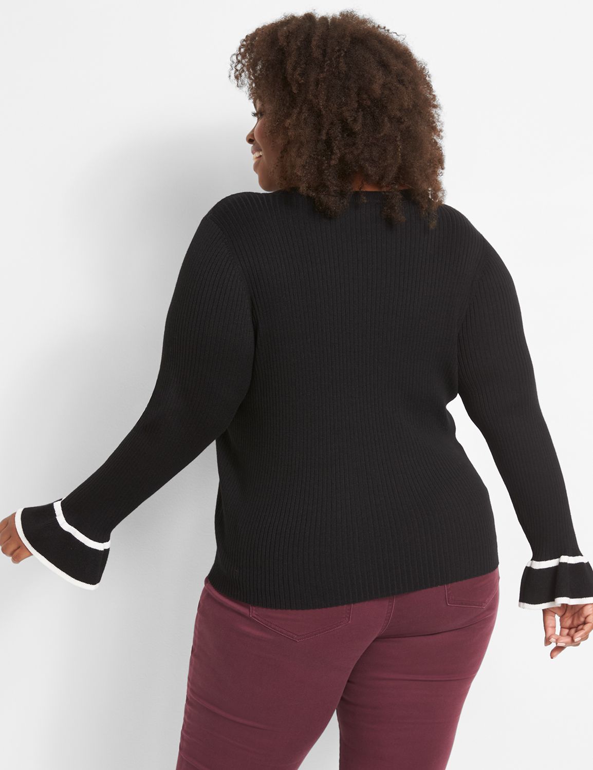 Ruffle-Sleeve Sweater Product Image 2