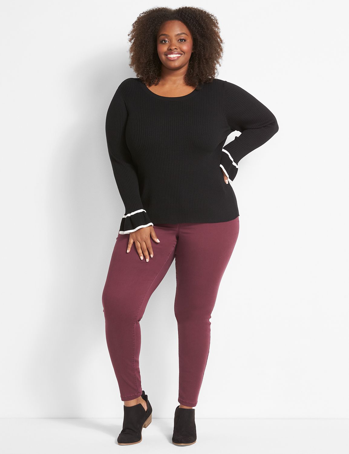 Ruffle-Sleeve Sweater Product Image 3