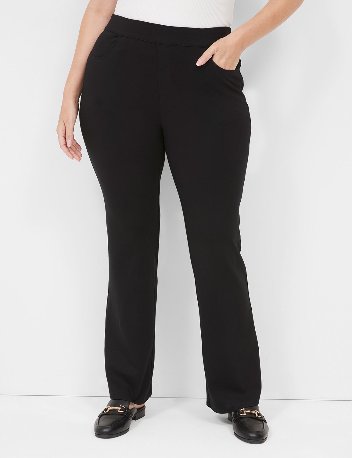 John Mark Plus Size Ponte Flat Front Ankle Length Pull-On Pants