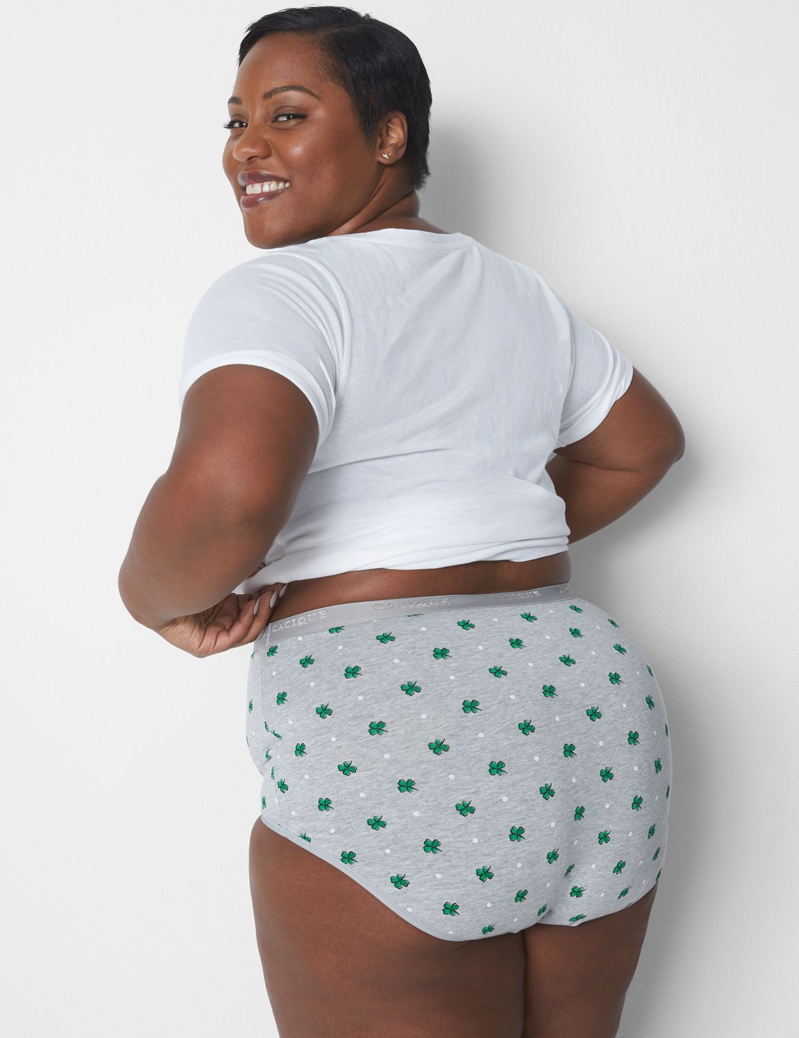 Cacique Lane Bryant Line Green Polka Dot Women's High Leg Panties