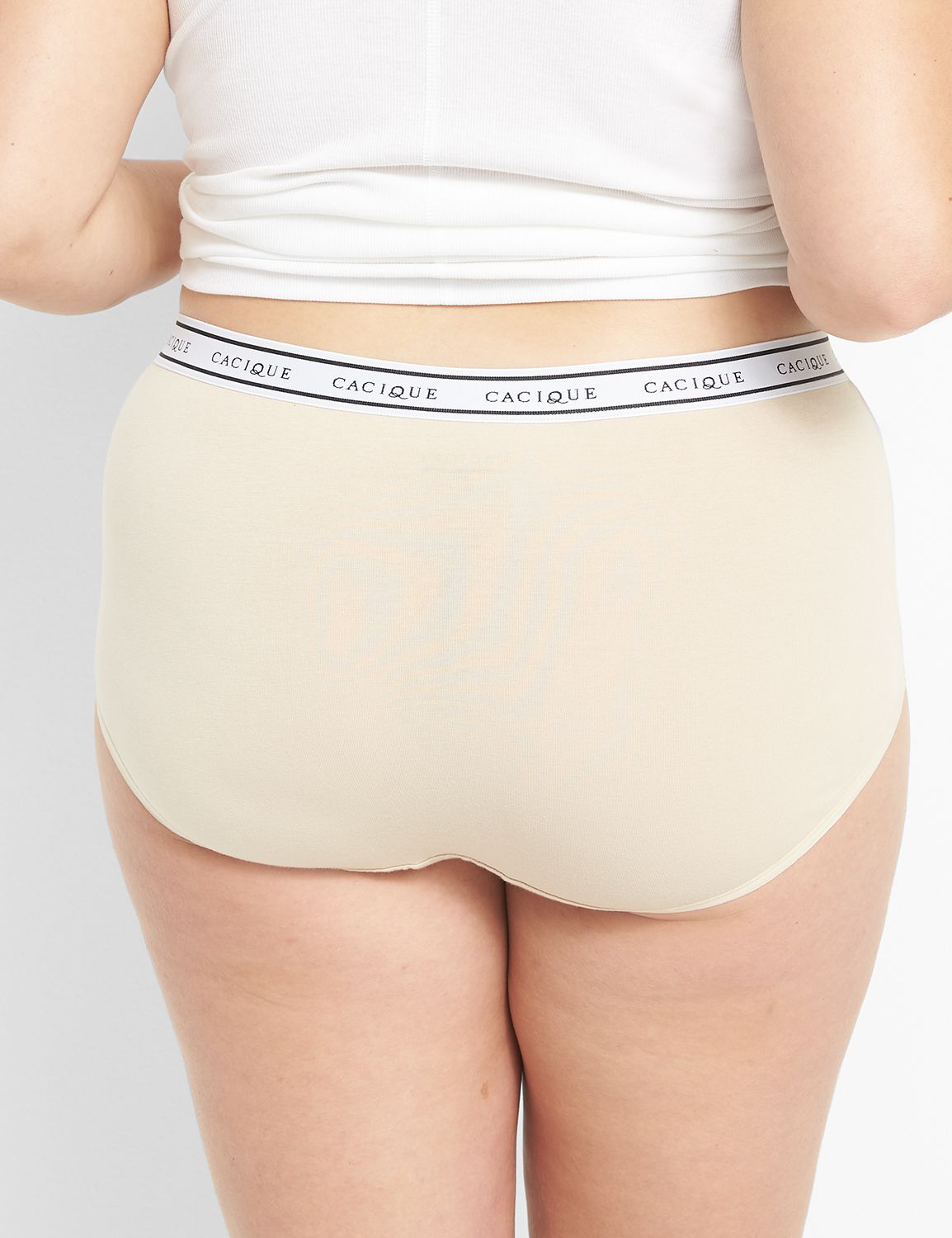 Lane Bryant Cotton Full Brief Panty With Wide Waistband / Beige