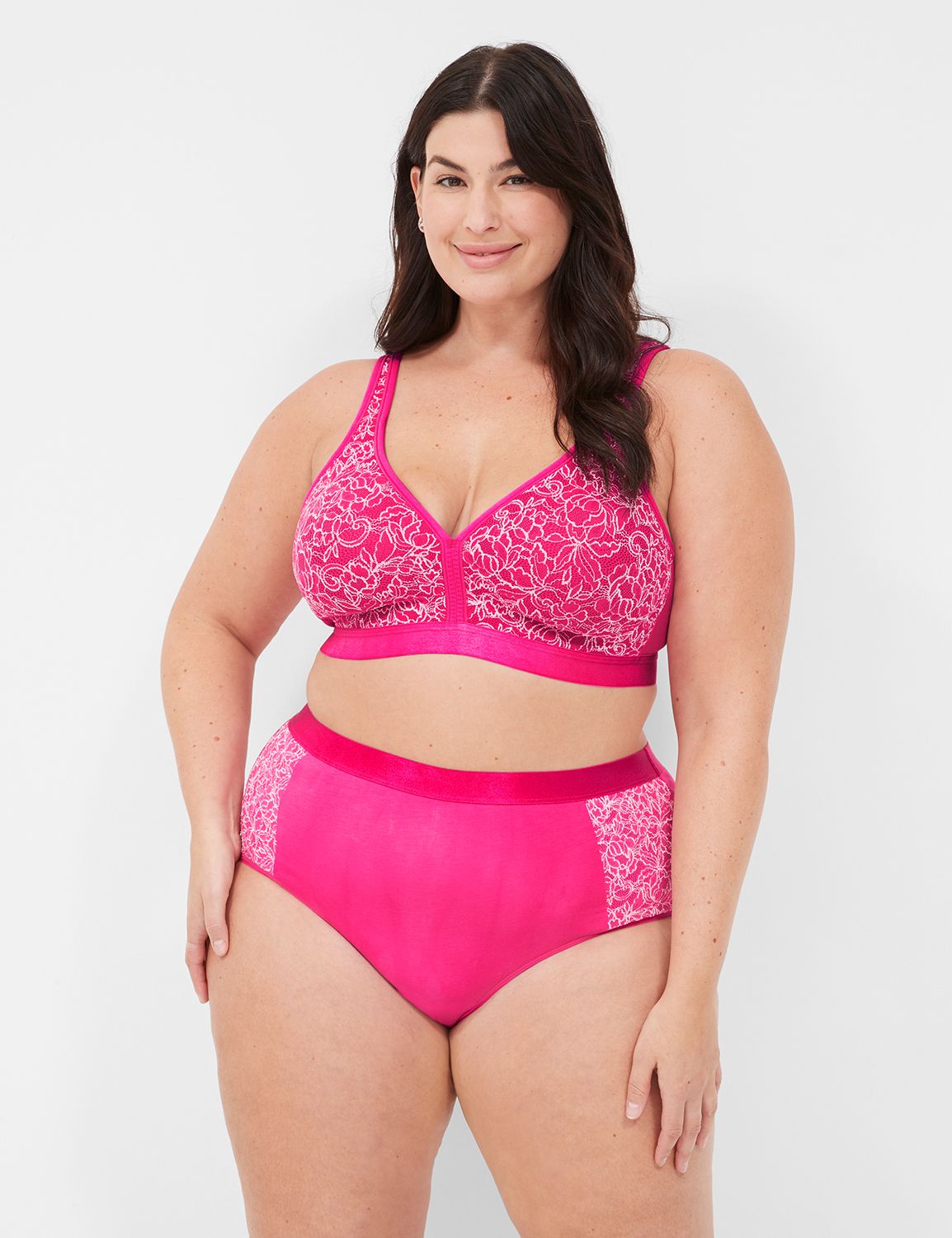 NWT LANE BRYANT CACIQUE PLUS 18/20 LACE THONG PANTY BRIGHT PINK CORAL -  Klinmart