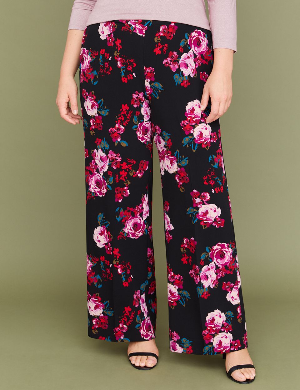 Rose Print Wide Leg Pant