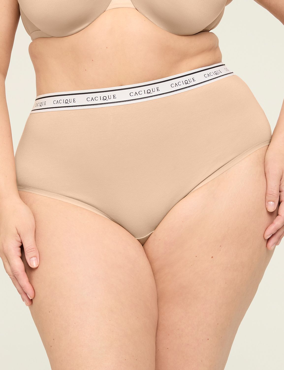 Cotton High-Leg Brief Panty With Wide Waistband