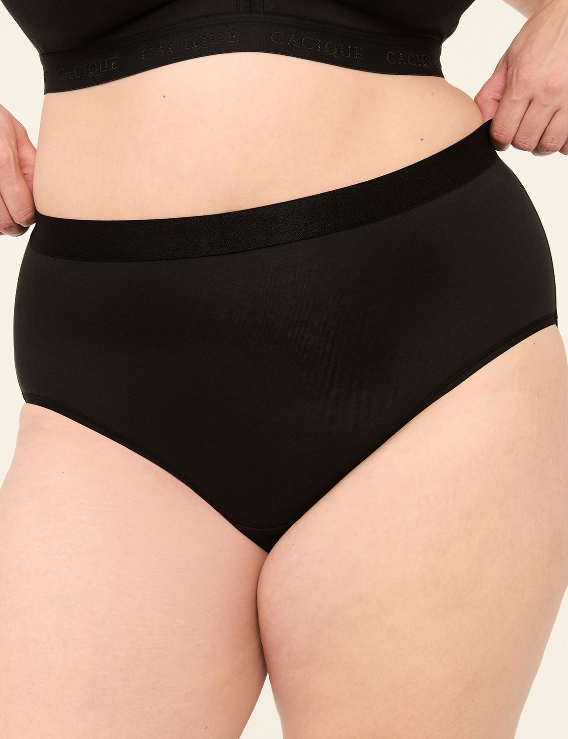 Cotton High-Leg Brief Panty With Wide Waistband