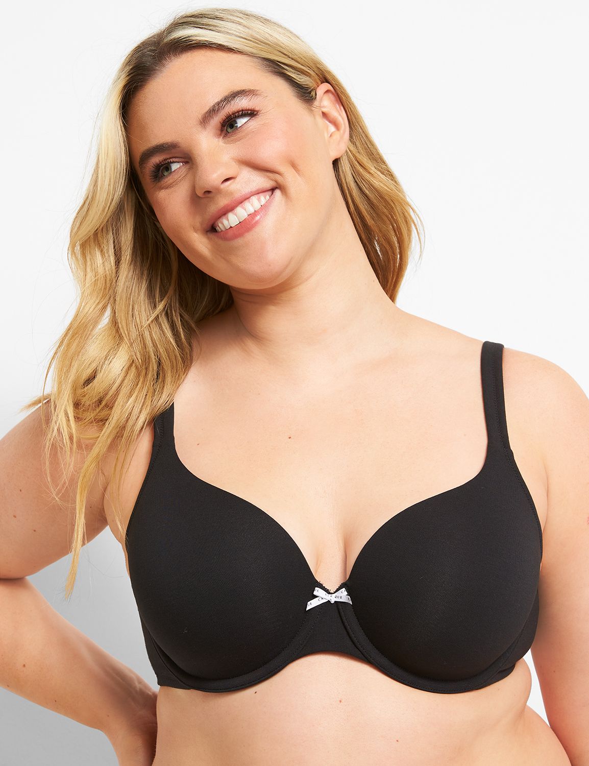 Cacique Bra T shirt Lightly Lined Black Smooth Underwire Lane Bryant 42F