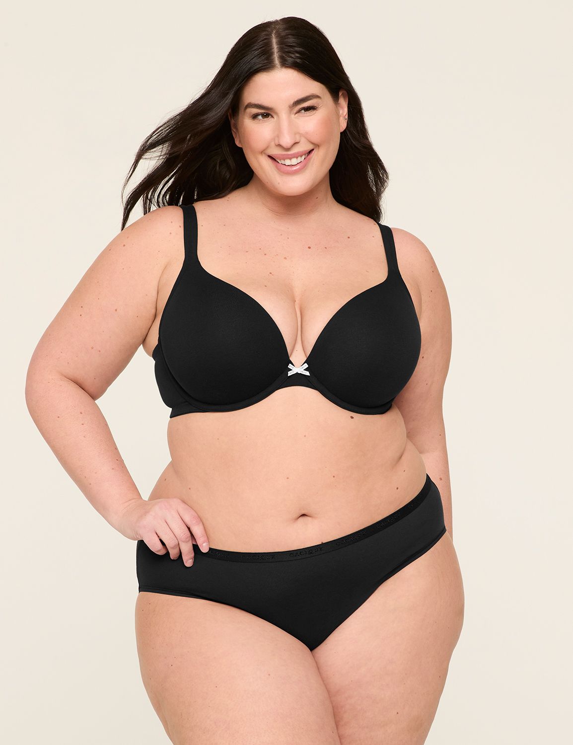 Lane Bryant Cotton Boost Plunge Bra With Lace 48B Black, Lane Bryant (Jun  2023)