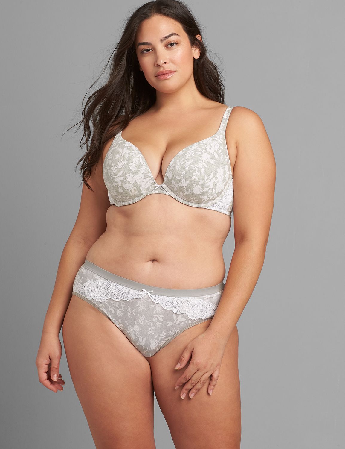 Image of Lane Bryant Women's Cotton Boost Plunge Bra F Garden Floral