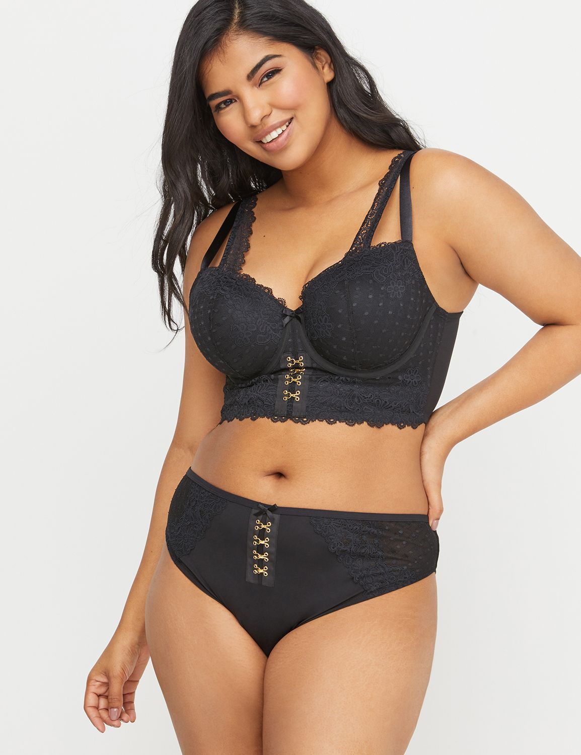 Spot Lace Lightly Lined Longline Balconette Bra