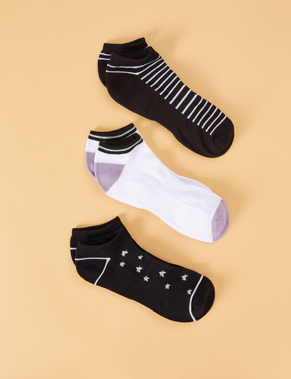 Sport Socks 3-Pack - Metallic Stars & Colorblock