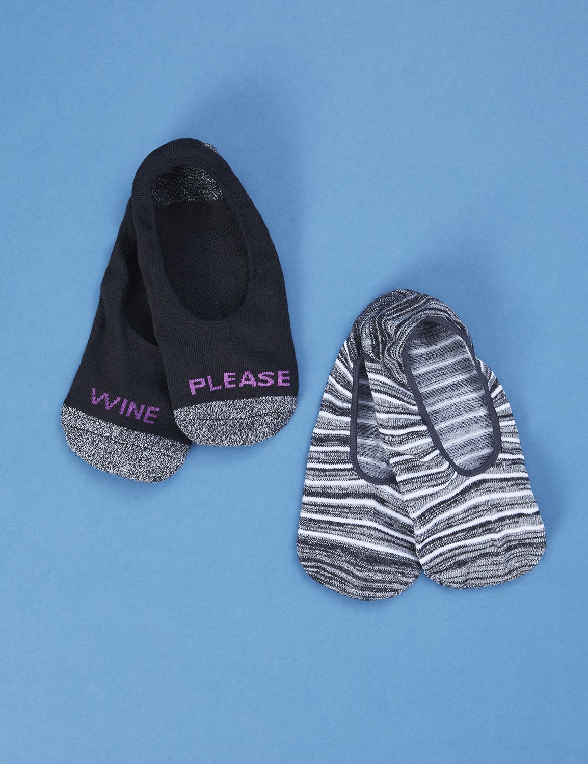 Foot Liners 2-Pack - Wine Please & Stripes