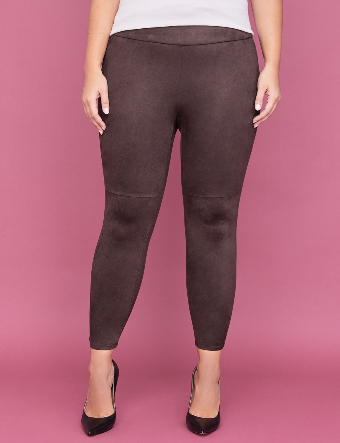 Brown Faux Suede Legging - Knee Seam