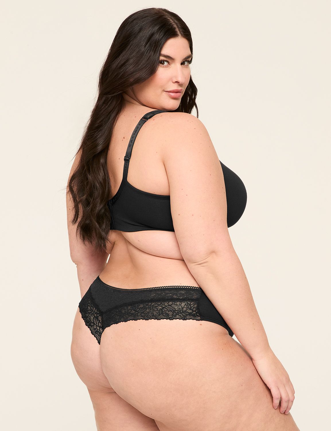 Cotton Thong Panty With Lace Back