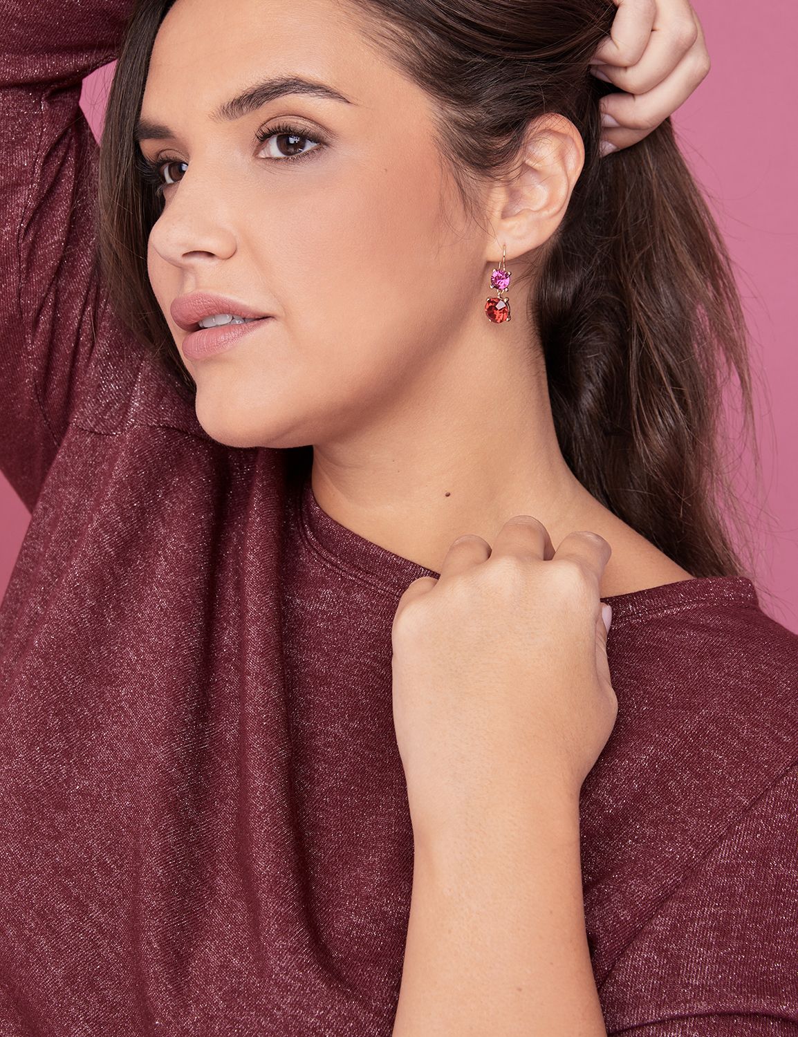 Double Stone Drop Earrings