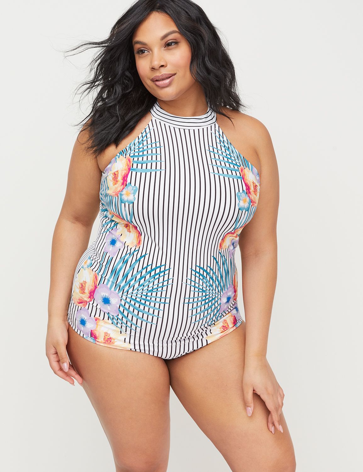 1097992 NW Mock Neck One Piece:Bold Tropical Placement_One Piece_CSP19503:28 Product Image 3