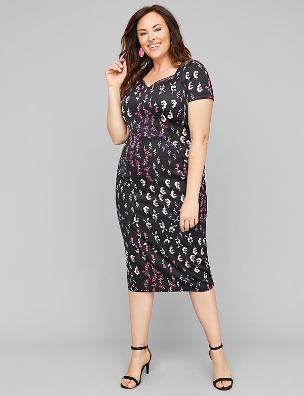 Lace Sheath Dress with Belt
