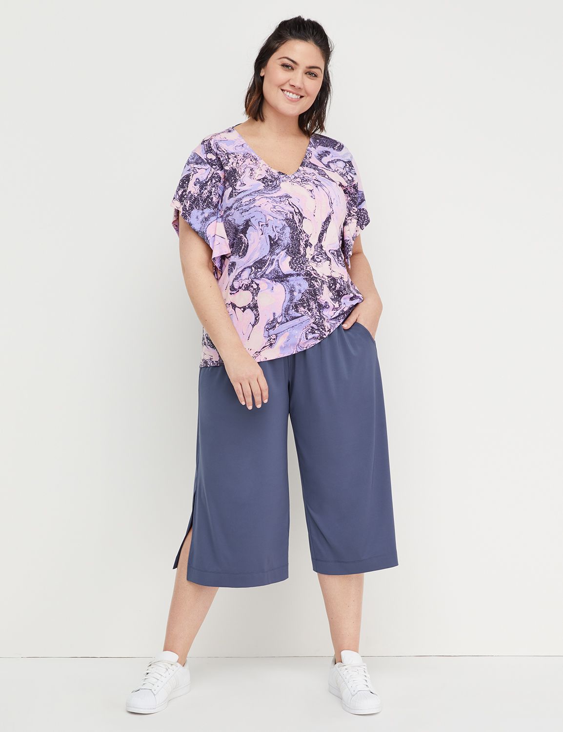 Eco-Chic Slit Wide-Leg Active Capri