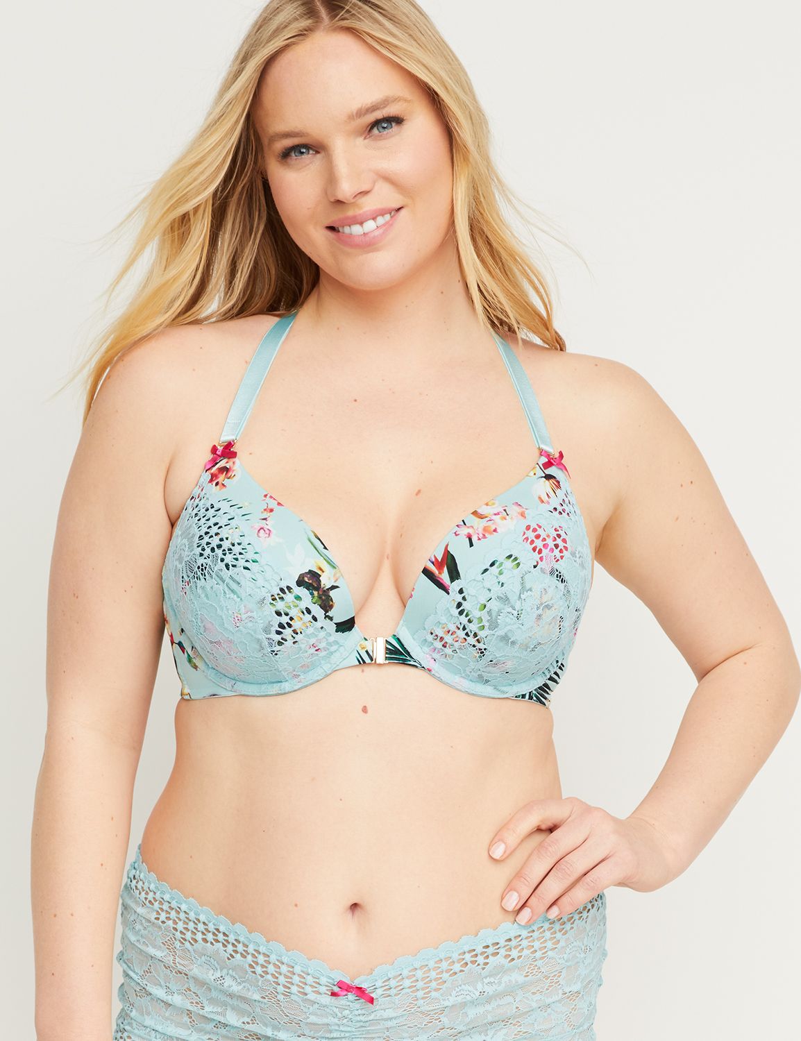 Floral Front-Close Boost Plunge Bra