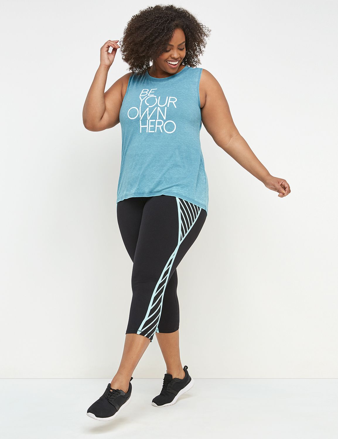 Signature Stretch Active Capri Legging - Striped Sides 