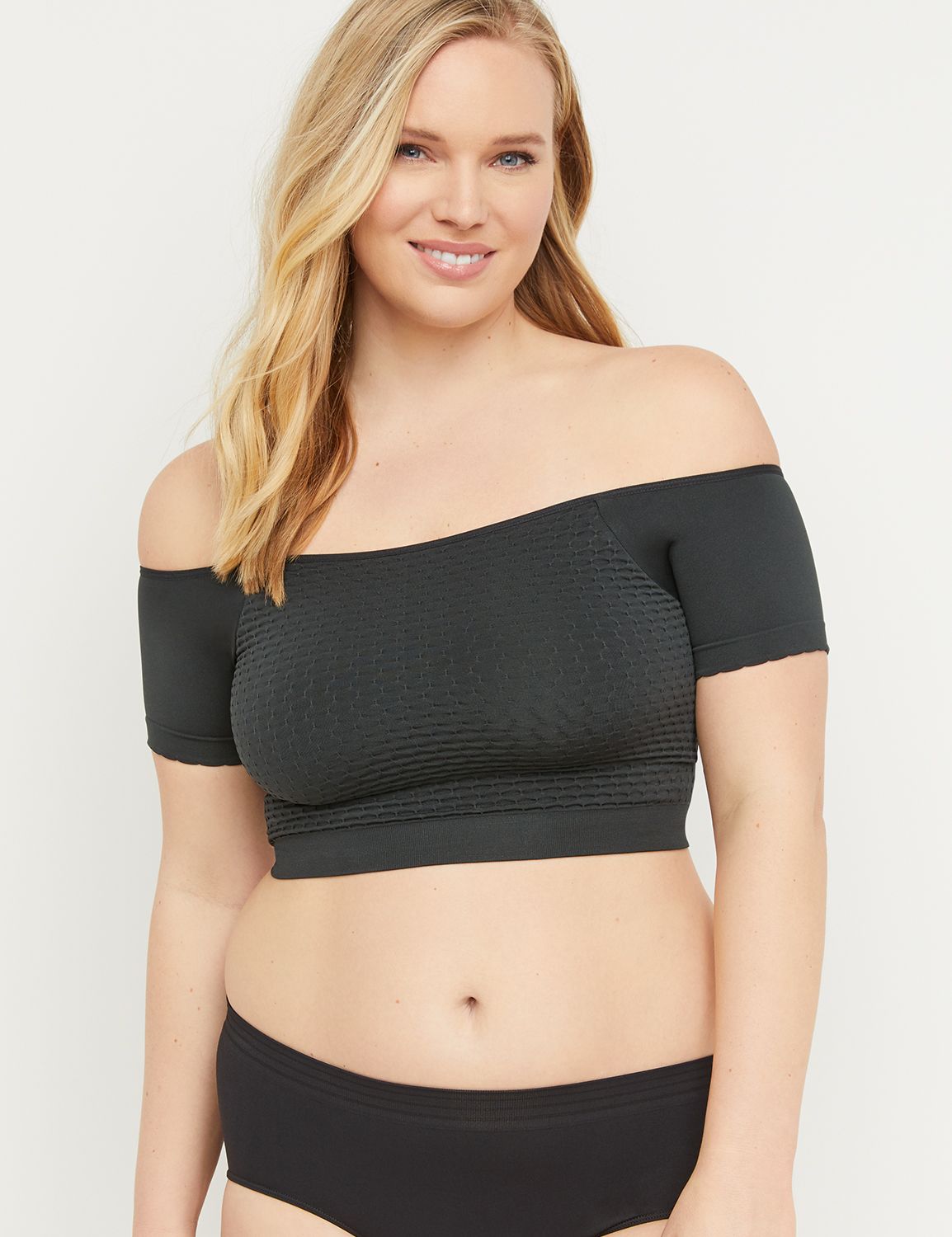 Seamless Smocked Off-the-Shoulder Bralette