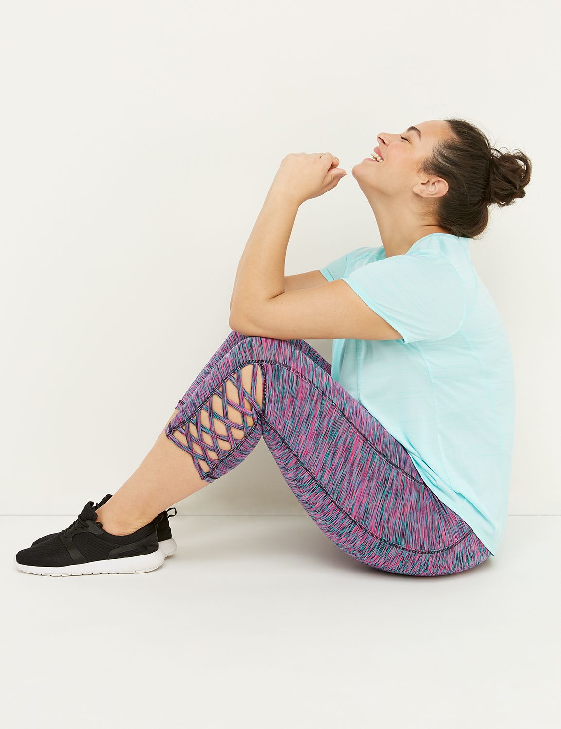 Wicking Active Capri Legging - Spacedye Strappy Hem