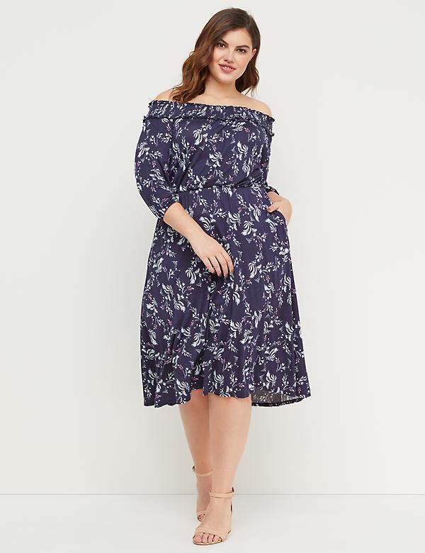 Lane Bryant Purple Knee Length Dress