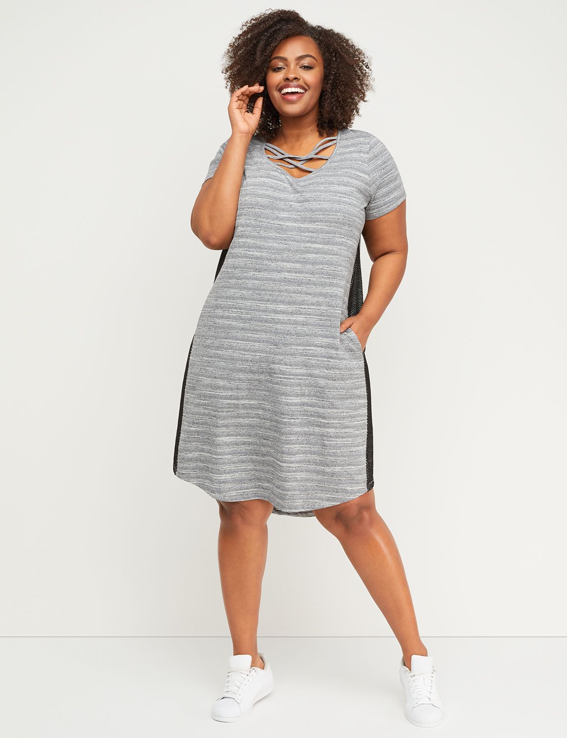 Strappy Mesh-Panel Active Dress