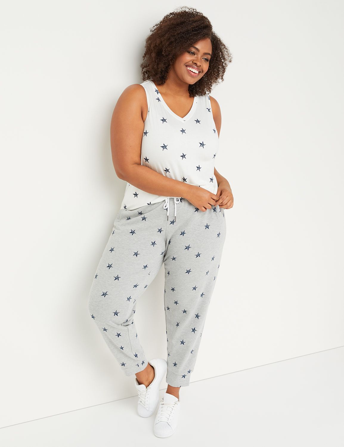 Washed Active Capri Jogger - Star Print