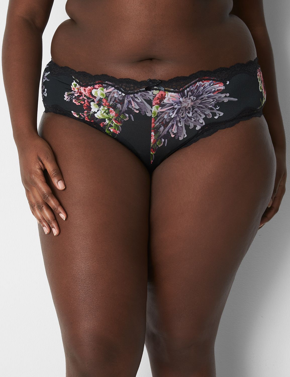 NWT Size 18/20 Lane Bryant Cacique Mid Waist Cheeky Panty Blue Black Lace  Flower