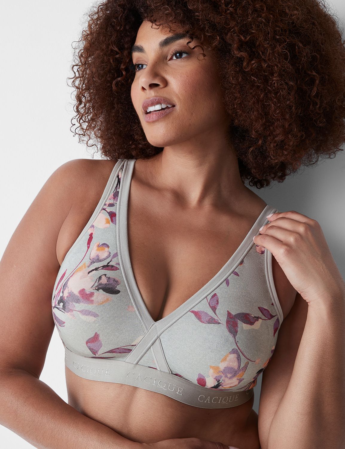 Supportive Cross-Front Bralette with Lace Overlay & Multi-Strap Detailing