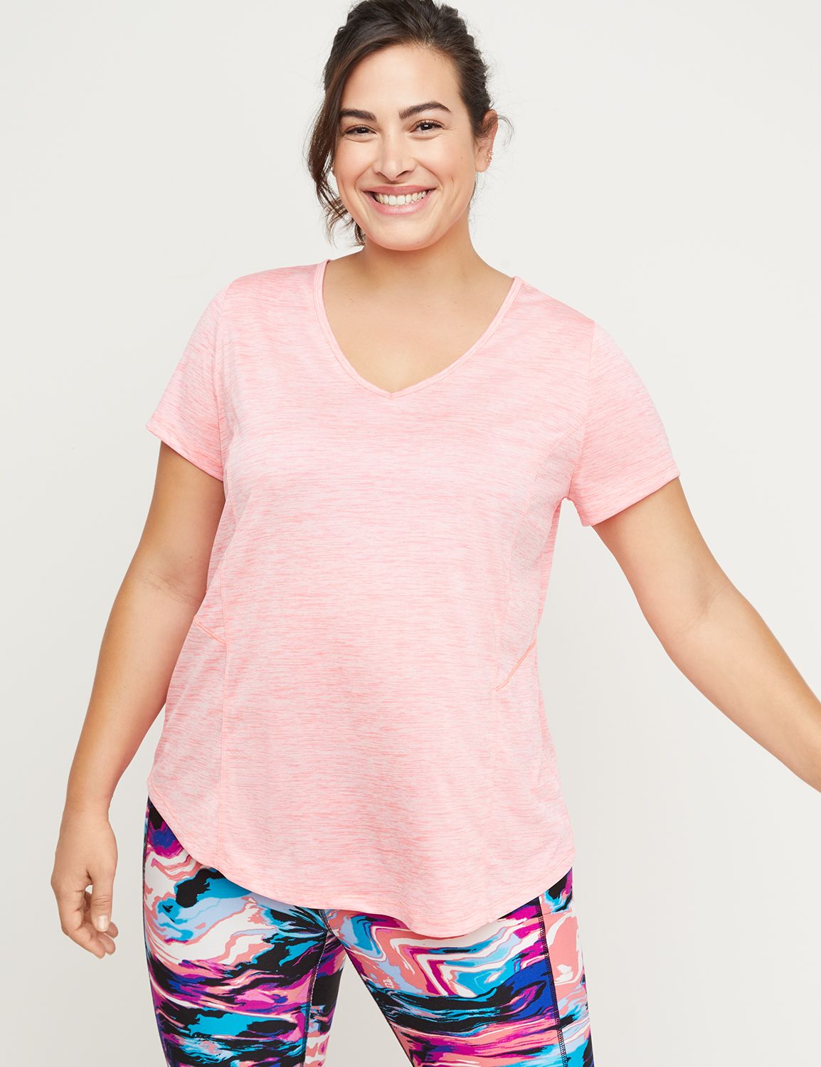 1105076-1102603 S Cutout Back Fashion Performance Tee:Neon Sherbet CSI LB0306495:18/20 Product Image 2