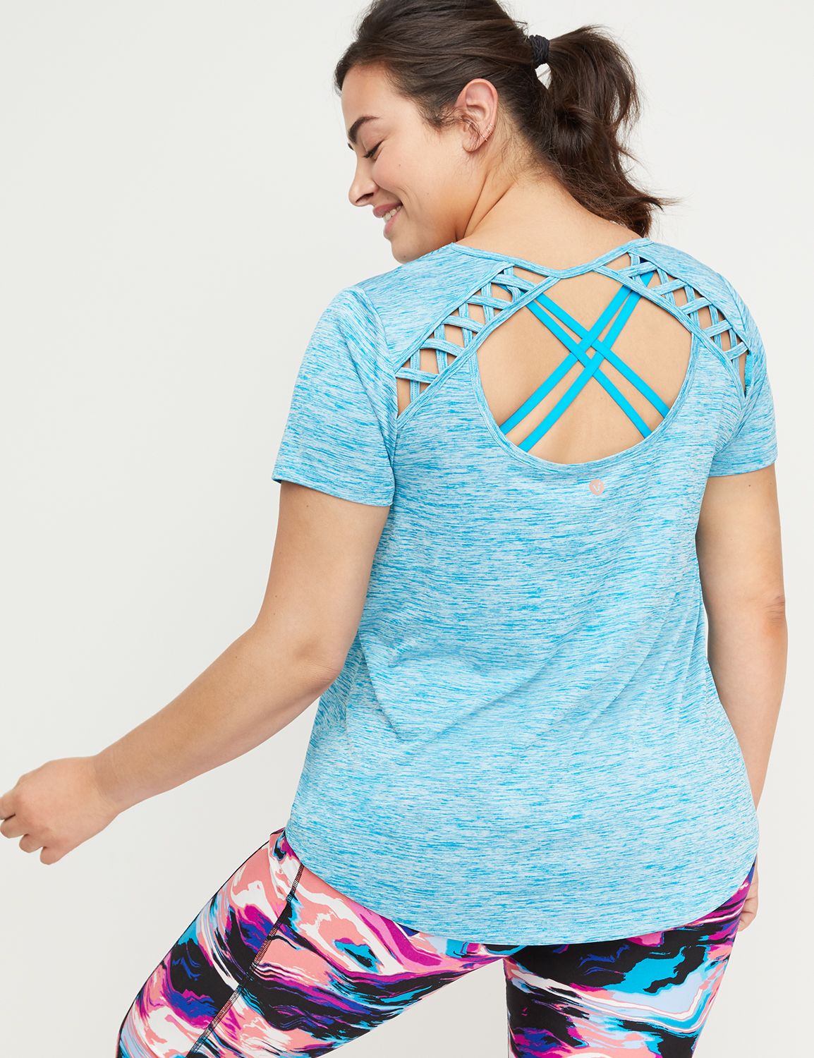 1105076-1102603 S Cutout Back Fashion Performance Tee:Miami Breeze 72-0003-15:22/24 Product Image 2