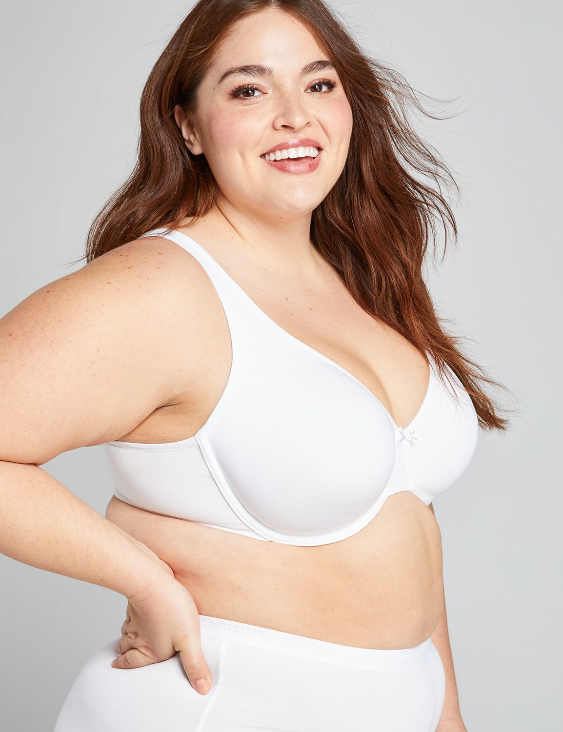 Cool Cotton Full Coverage Bra Cacique Lane Bryant WHITE NO FRILLS Foam Cup  NWOT