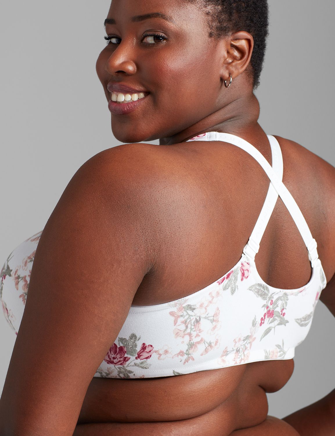 Cotton Front Close Plunge Printed  1115636:Botanical Garden Floral_bright white_CF20600:38H Product Image 5