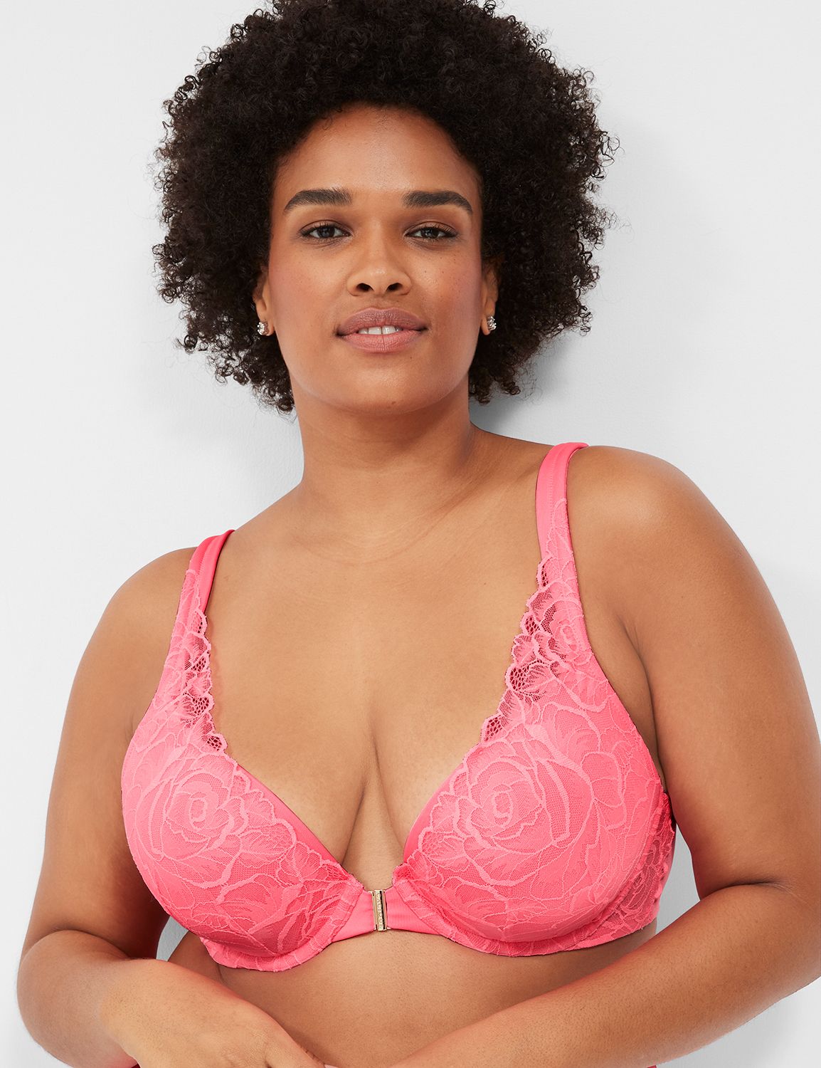 Smooth Boost Plunge Bold Rose Lace LaneBryant