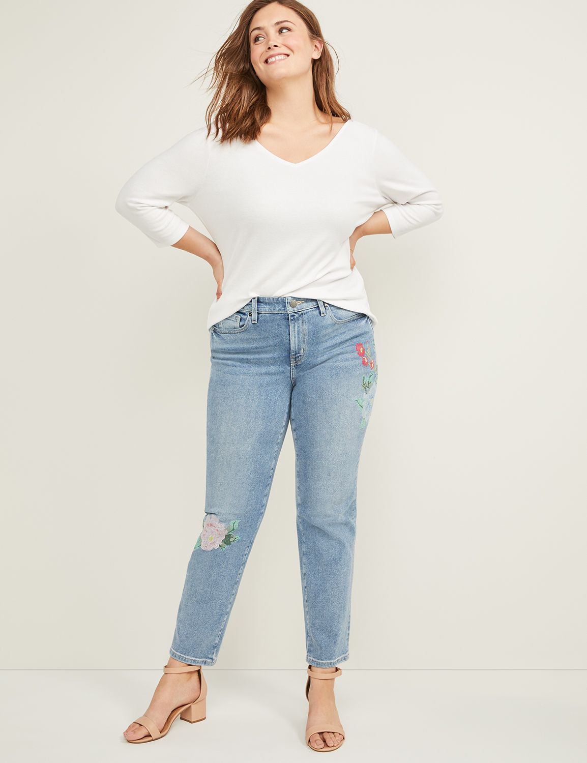 lane bryant embroidered jeans
