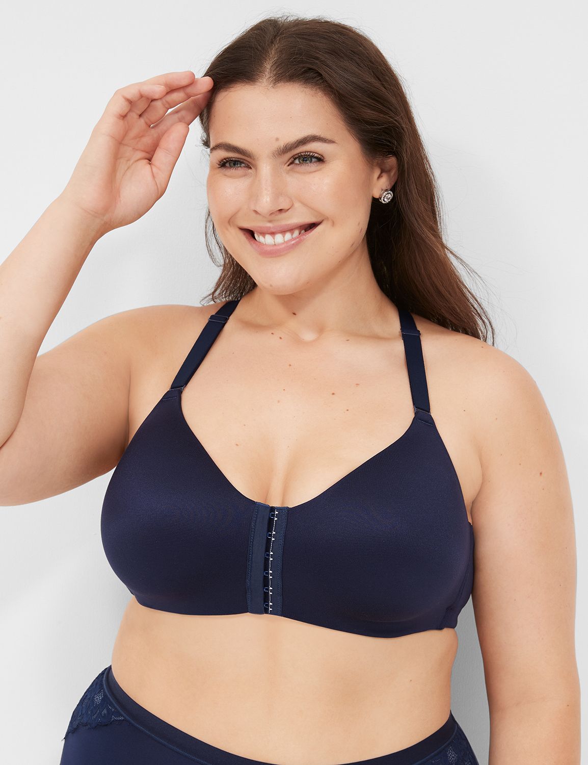 Pretty Comy Women's Plus Size Cotton Sleep Bra Easy On Front Close