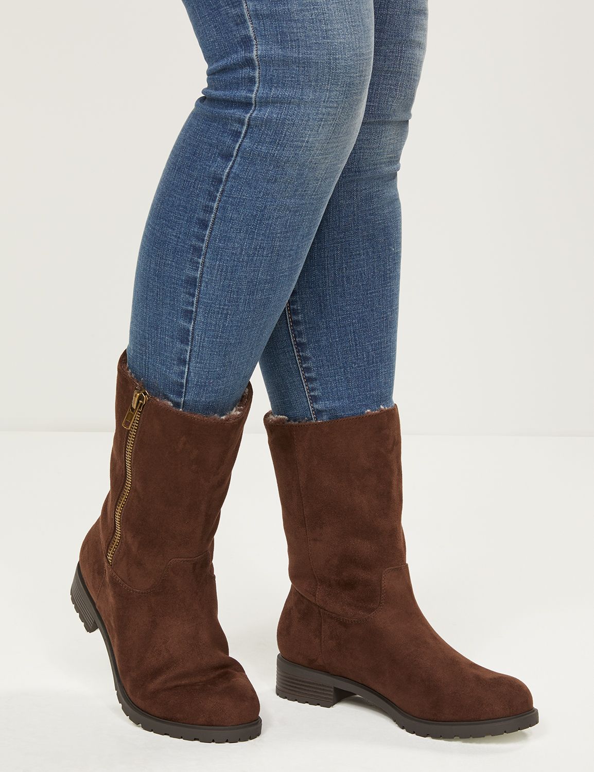 wide calf fur lined boots
