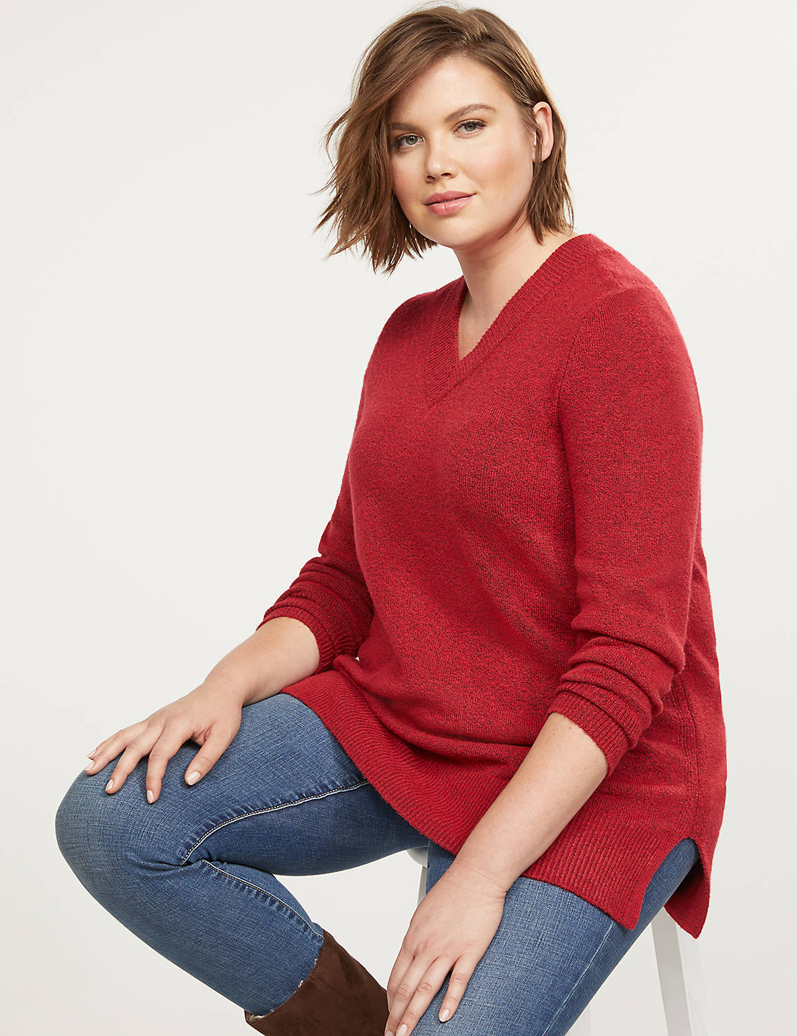 1108693 Pullover Vneck Sweater:Venetian Red CSI 0300944:22/24 Product Image 1