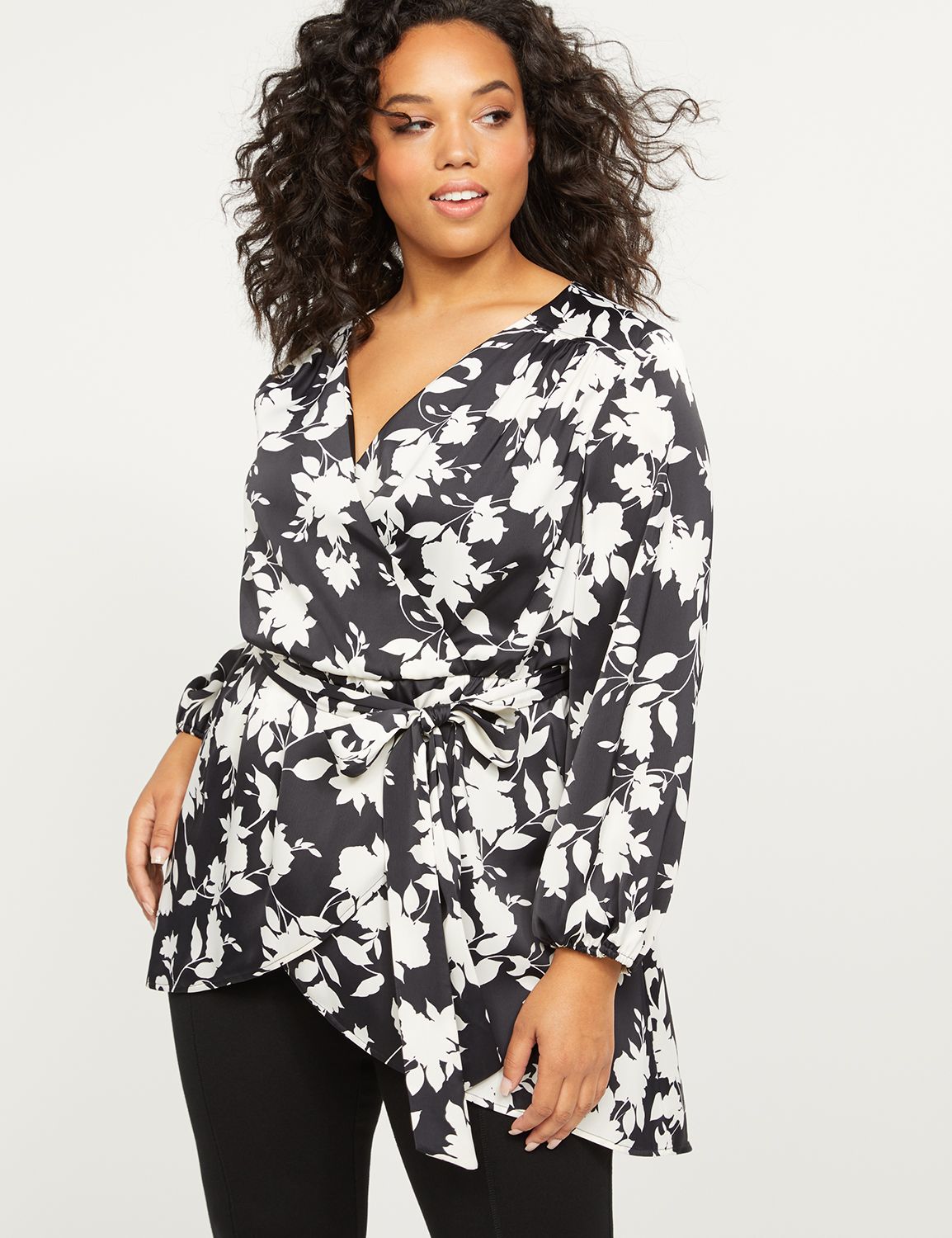 plus size white wrap shirt