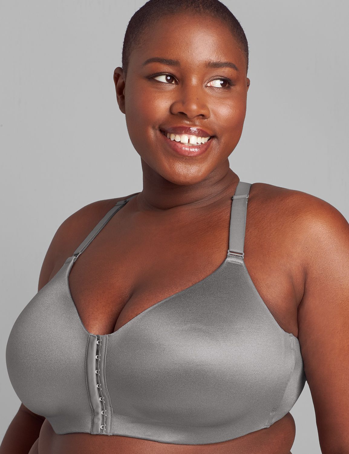 Front Close Mastectomy Bra with Modern Lace (Sister) 1105263-S -  1122506-F2:PANTONE Frost Gray:40D