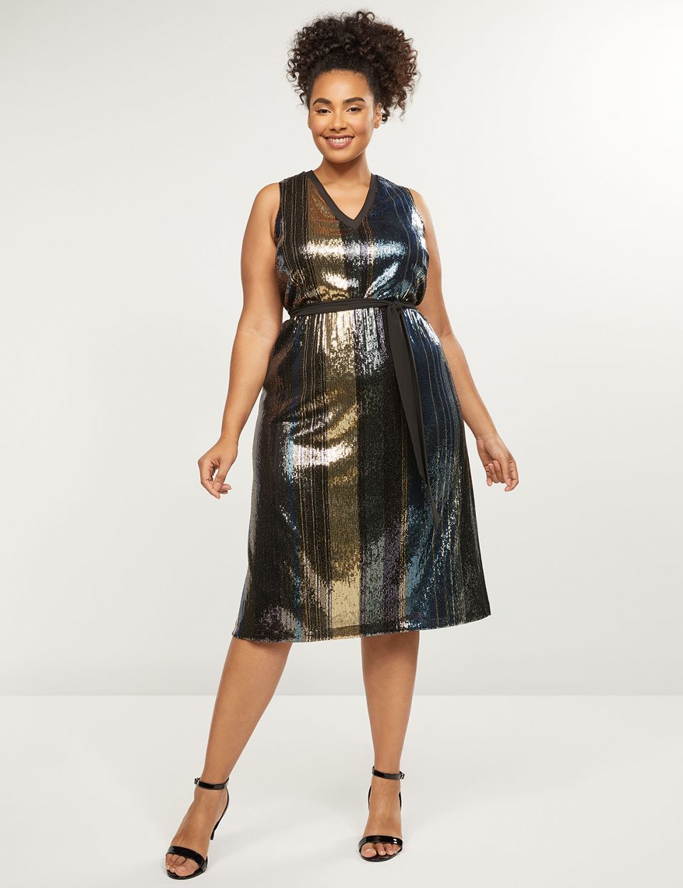 Striped Sequin Midi Dress Lane Bryant