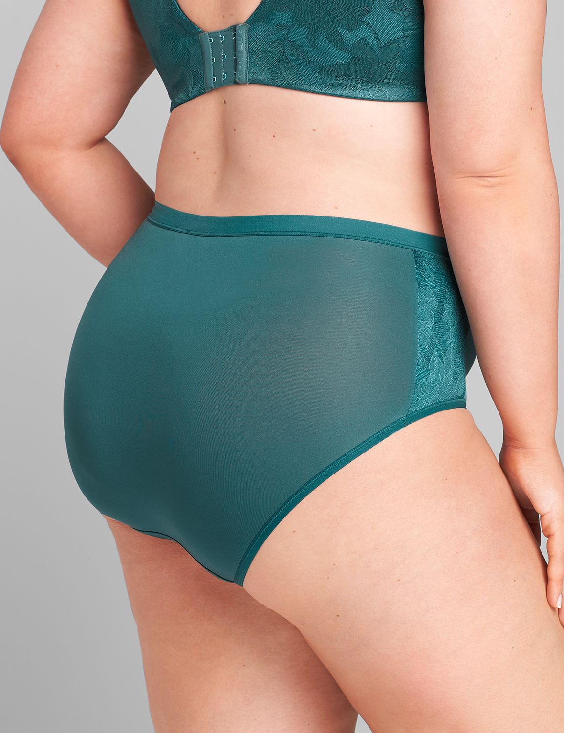 No Show Full Brief Lace Lined Satin LaneBryant