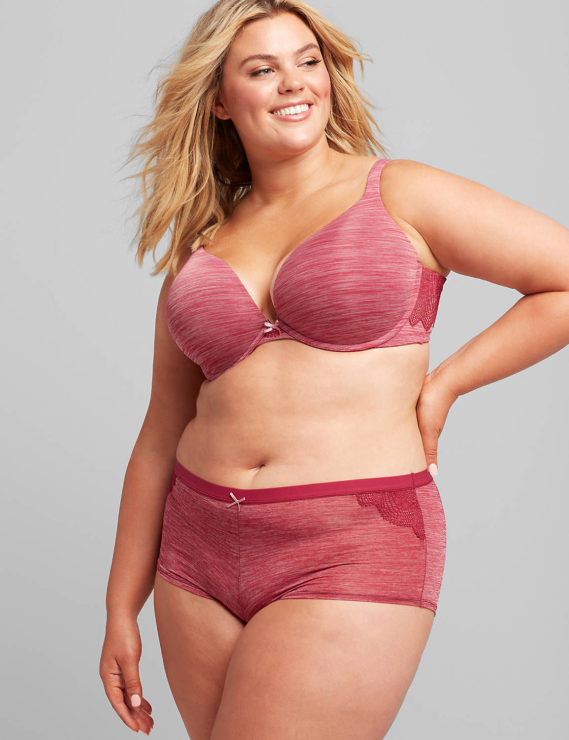 No Show Boyshort Lace Topped Enchanted MARL 1113027-F:PANTONE Beet Red:12 Product Image 1