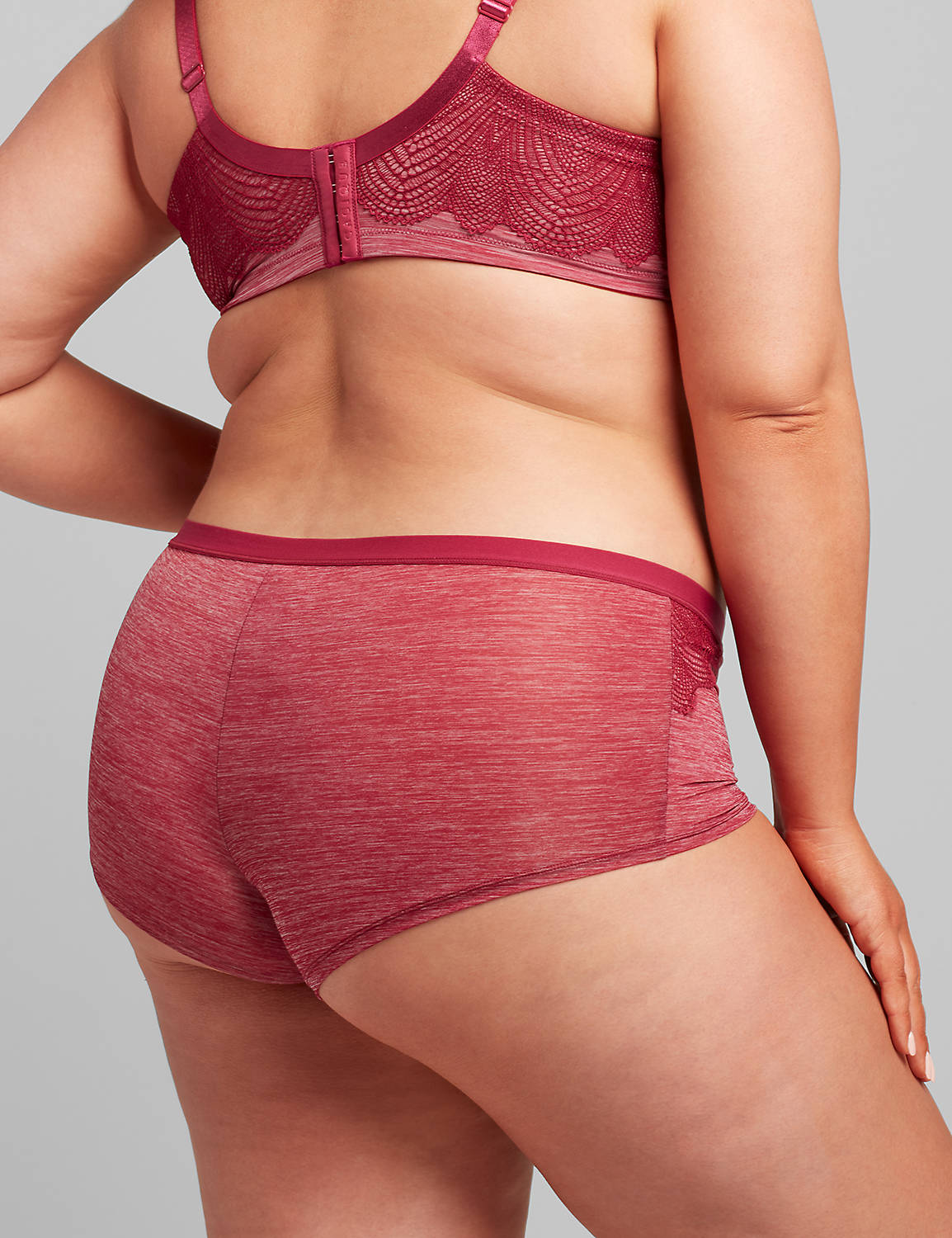 No Show Boyshort Lace Topped Enchanted MARL 1113027-F:PANTONE Beet Red:12 Product Image 2