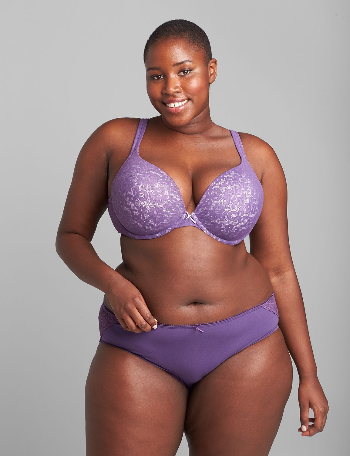 Cotton Boost Plunge Bra With Lace picture